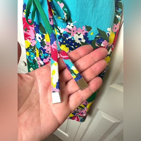 TALBOTS Springtime Garden Party Shift Sheath Dress Floral Vibrant Belted Green - Picture 9 of 14